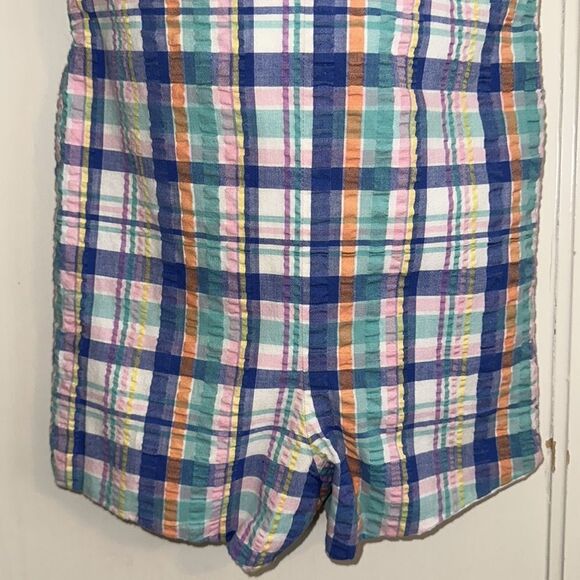 Vintage Monday’s Child plaid madras summer cloth romper/shortalls 4T - Picture 3 of 6